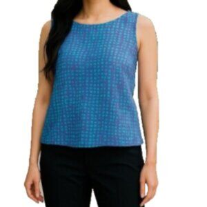 Shomi by Miller Shor 100% Silk Sleeveless Top Blue Lined Women’s Large NWT